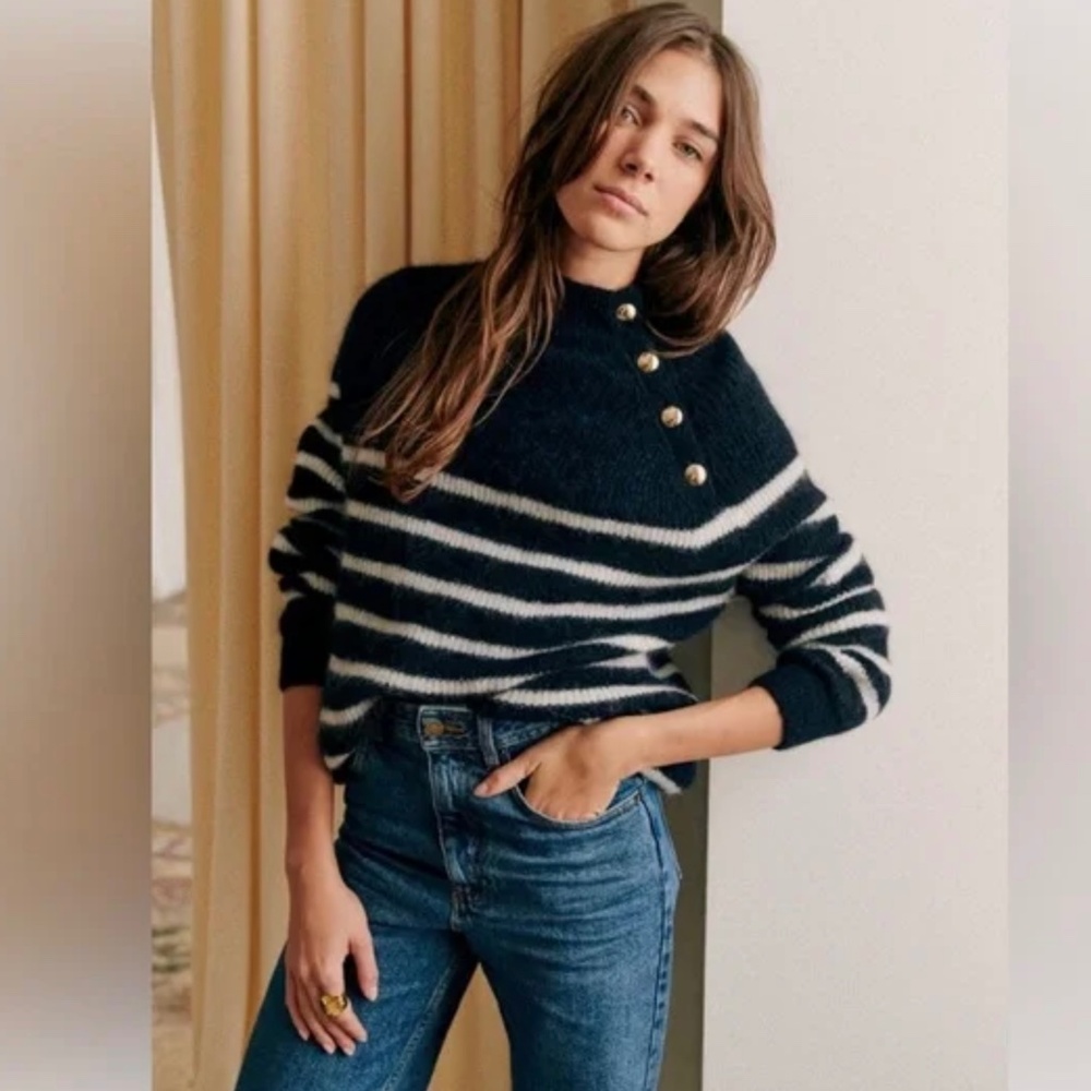Sezane Trudy Jumper Navy / Ecru - Size S